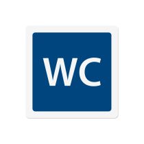 Opplysningsskilt: "WC", metall, 200 x 200 mm