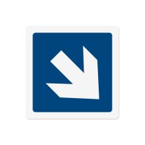 Opplysningsskilt: Diagonal pil, metall, 200 x 200 mm