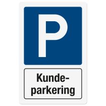 Opplysningsskilt: "Kundeparkering", metall, 200 x 300 mm