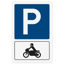 Opplysningsskilt: Motorsykkelparkering, metall, 200 x 300 mm
