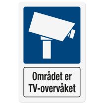 Opplysningsskilt: "Området er TV-overvåket", metall, 200 x 300 mm