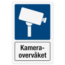 Opplysningsskilt: "Kamera overvåket", metall, 200 x 300 mm