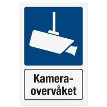 Opplysningsskilt: "Kamera overvåket", metall, 200 x 300 mm