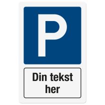 Opplysningsskilt: "Din tekst her", metall, 200 x 300 mm