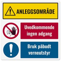 Kombiskilt: "Anleggsområde", Dibond