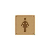 Infoskilt: Dametoalett, tre, 125 x 125 mm