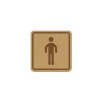 Infoskilt: Herretoalett, tre, 125 x 125 mm