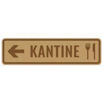 Infoskilt: "Kantine" pil venstre, tre, 310 x 85 mm