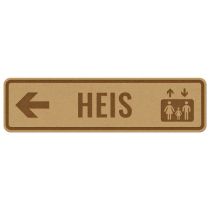 Infoskilt: "Heis" pil venstre, tre, 310 x 85 mm