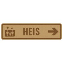 Infoskilt: "Heis" pil høyre, tre, 310 x 85 mm