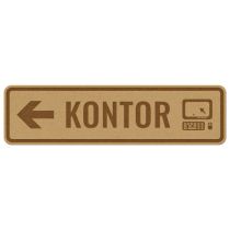 Infoskilt: "Kontor" pil venstre, tre, 310 x 85 mm