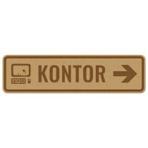 Infoskilt: "Kontor" pil høyre, tre, 310 x 85 mm