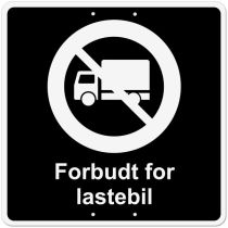 Privatrettslig skilt: "Forbudt for lastebil", aluminium, 50 x 50 cm