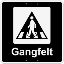 Privatrettslig skilt: "Gangfelt" – Fra høyre, aluminium, 50 x 50 cm