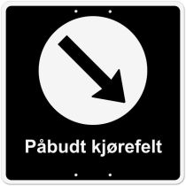 Privatrettslig skilt: "Påbudt kjørefelt" – Høyre, aluminium, 50 x 50 cm