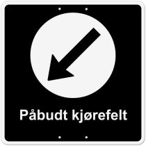 Privatrettslig skilt: "Påbudt kjørefelt" – Venstre, aluminium, 50 x 50 cm