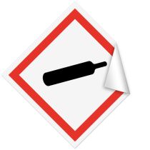 Klistremerke: Gass under trykk (GHS04), 5 x 5 cm, 250 stk