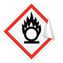 Klistremerke: Oksiderende (GHS03), 5 x 5 cm, 250 stk
