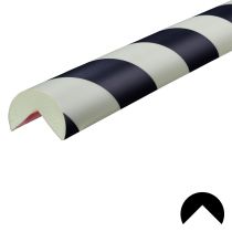 Etterlysende hjørnebeskytter: Type A, PU, selvklebende, etterlysende/sort, 1 meter