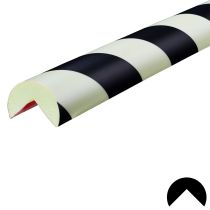 Etterlysende hjørnebeskytter: Type A, PU, selvklebende, etterlysende/sort, 1 meter