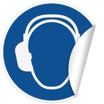 Klistremerke: Bruk hørselvern, Ø10 cm