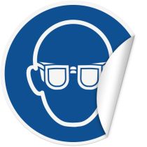 Klistremerke: Bruk øyevern, Ø10 cm