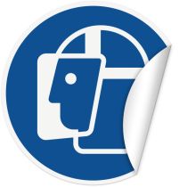 Klistremerke: Bruk ansiktsvern, Ø10 cm