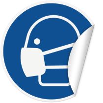 Klistremerke: Bruk munnbind, Ø10 cm