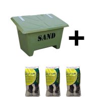 Pakketilbud: Strøkasse på 250 liter og 3 sekker Leca Safe strømiddel, grønn