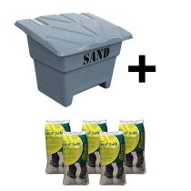 Pakketilbud: Strøkasse på 350 liter og 5 sekker Leca Safe strømiddel, grå