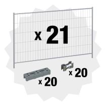 Pakketilbud: 21 byggegjerder, 20 føtter og 20 klammer