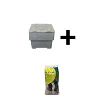 Pakketilbud: Strøkasse på 60 liter og 1 sekk Leca Safe strømiddel, grå