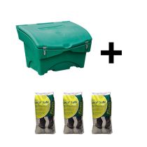 Pakketilbud: Strøkasse på 220 liter og 3 sekker Leca Safe strømiddel, grønn