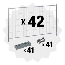 Pakketilbud: 42 byggegjerder, 41 føtter og 41 klammer