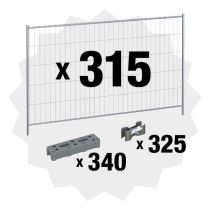 Prosjektpakke: 315 byggegjerder, 340 føtter og 325 klammer