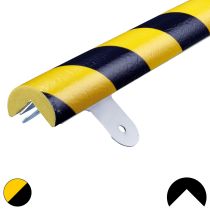 Hjørnebeskytter: Type A, PU, monteringsplate, gul/sort, 1 meter