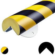 Hjørnebeskytter: Type A+, PU, monteringsplate, gul/sort, 1 meter