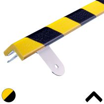 Hjørnebeskytter: Type E, PU, monteringsplate, gul/sort, 1 meter